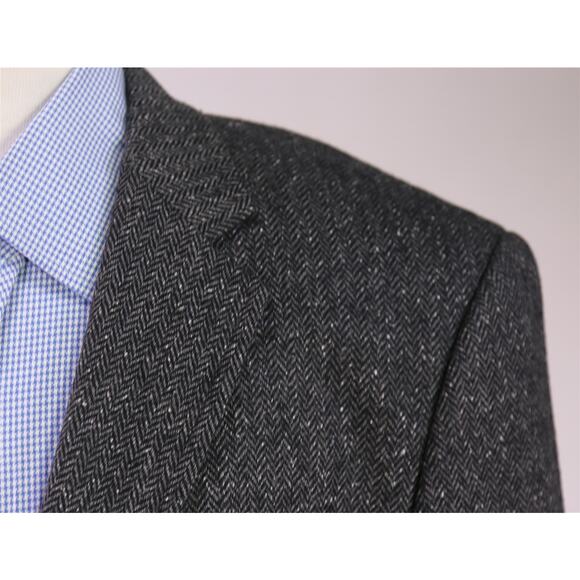 Hugo Boss Gray Herringbone Tweed Wool Silk 2-Btn Blazer Jacket Current Model 40R - Picture 4 of 11